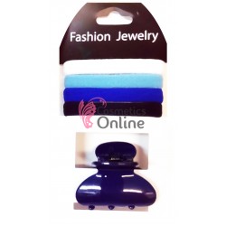 Elastice pentru codite cu clema de prins parul Cod EL010DD, set 5 bucati